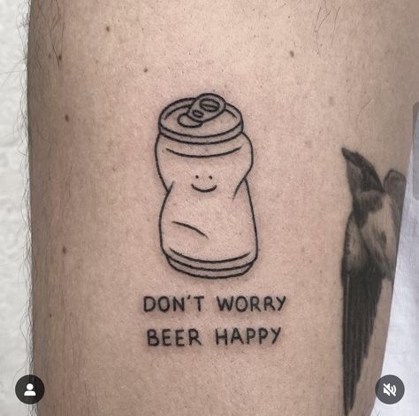 Beer Hop Tattoo, Beer Can Tattoo, Honesty Tattoo, Beer Tattoo, Hop Tattoo, Beer Tattoos, Funny Tattoo, Happiness Tattoo, Beer Hops