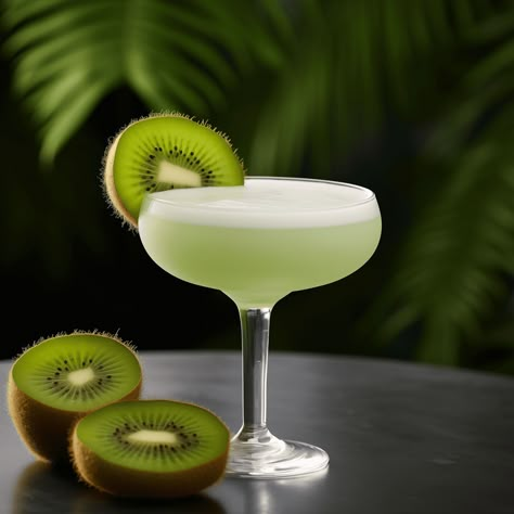 The Gin Kiwi Sour is a harmonious blend of tart and sweet with a botanical backdrop. The kiwi lends a juicy, tropical sweetness that balances the sharpness of the gin and the acidity of the lemon. It's a refreshing, vibrant, and slightly earthy cocktail that's perfect for sipping on a warm day. Kiwi Drink, Cocktail Recipes Tequila, Winter Cocktails Recipes, Gin Sour, Gin Recipes, Gin Cocktail Recipes, Australia Food, Drink Recipes Nonalcoholic, Cocktail And Mocktail