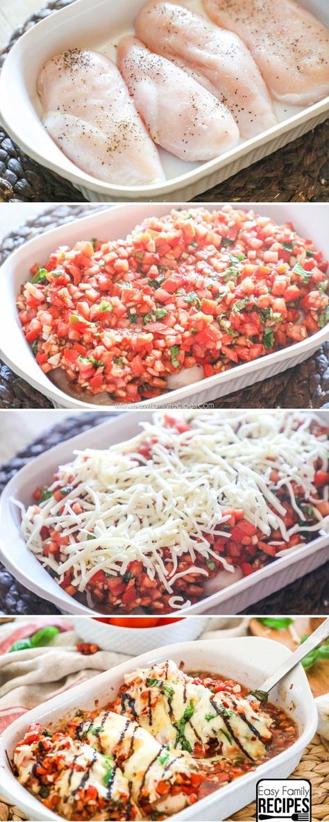 Chicken Bruschetta Recipe, Easy Bruschetta, Pictures Of Food, Bruschetta Chicken, Easy Family Meals, Chicken Parmesan, Easy Chicken Recipes, Chicken Dinner, Chicken Dishes