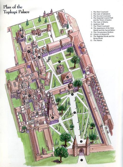 Topkapi Palace - The Sovereign Seat of the Ottomans - Travelure © Topkapi Palace Istanbul, Ottoman Palace, Istanbul Map, Castle Layout, Golden Cage, Ottoman Architecture, Palace Architecture, Topkapi Palace, New Palace