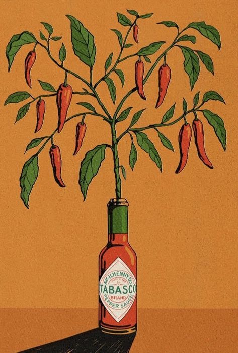 Arte Hippy, Chilli Plant, Wall Art Illustration, Plant Wall Art, Wallpaper Pastel, Arte Inspo, Chili Peppers, Art Collage Wall, Art Inspiration Painting