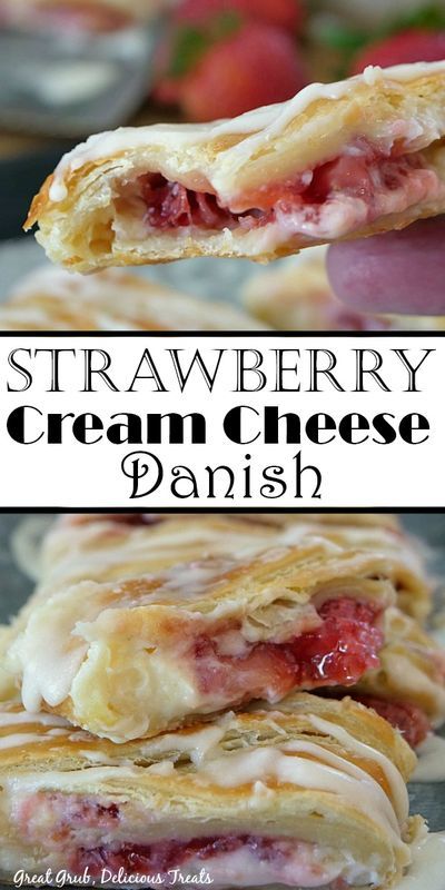 Strawberry Danish Recipe, Strawberry Cream Cheese Danish, Homemade Danish Recipe, Strawberry Danish, Breakfast Cheese Danish, Cream Cheese Danish Recipe, Cheese Danish Recipe, Pastries Recipes Dessert, Danish Recipe