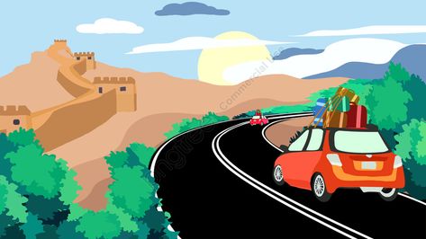 national day,long vacation,self-driving tour,travel,car,highway,great wall,desert,trunk Car Driving Drawing, Psa Campaign, Customer Journey Mapping, Mission Trip, Journey Mapping, Customer Journey, Travel Car, Plane Travel, Happy Cartoon