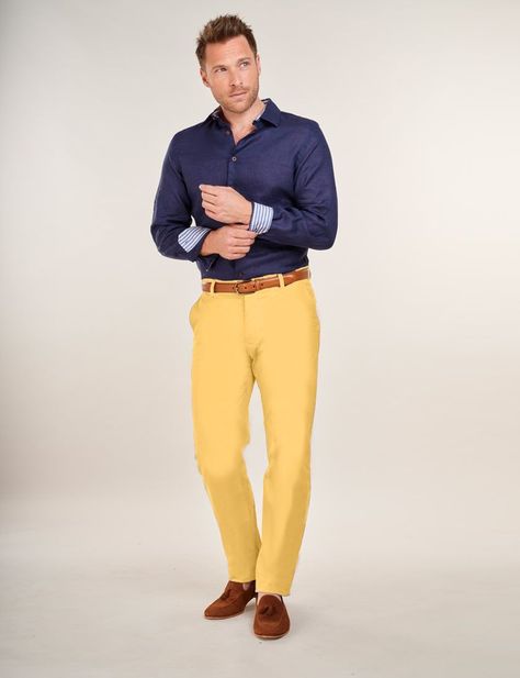 New chino colours: sage, forest green and yellow Sage Forest, Green And Yellow, Forest Green, Men's Clothing, England, Forest, Mens Outfits, Yellow, Green