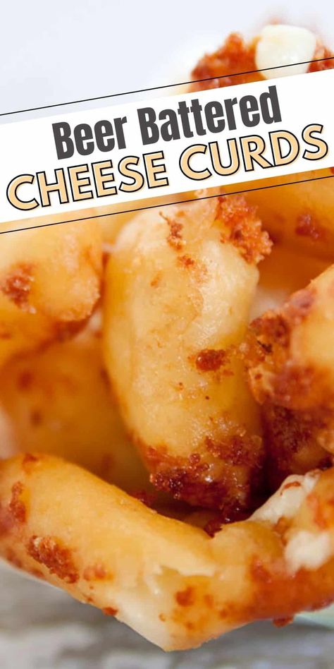 Beer Battered Cheese Curds Beer Batter Cheese Curds, Garlic Cheese Curds, Cheese Curd Batter Recipe, Beer Battered Cheese Curds, Cheese Curds Recipe, Cheese Curd, Cheddar Recipes, Fried Cheese Curds, Fair Foods