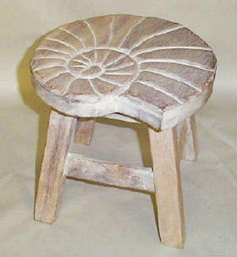 Wooden Footstool, Wood Art Design, White Wash Finish, Dream Furniture, Nautilus Shell, Foot Stool, Wood Creations, Wooden Stools, Woodworking Ideas