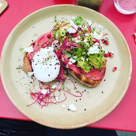 Beet Hummus Toast, Beet Toast, Avo On Toast, Gourmet Toast, Hummus Toast, Menu Cafe, Light Appetizers, Beet Hummus, Bistro Food