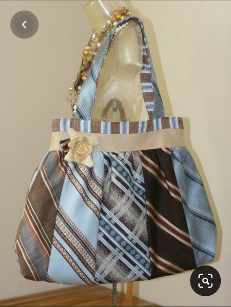 Necktie Purse, Tie Purse, Fashion Upcycle, Necktie Quilt, Necktie Crafts, Tie Ideas, Old Ties, Altered Clothing, Tie Quilt