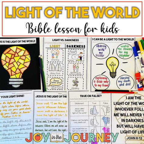 Light of the World: FREE Bible Lesson for Kids Share Some Kindness Bring Some Light Activities, We Are The Light Of The World Craft, God Is Light Craft, Let Your Light Shine Craft For Kids, Be The Light Crafts For Kids, I Am The Light Of The World Craft, Light Of The World Craft Sunday School, This Little Light Of Mine Craft, Jesus Light Of The World Craft Kids