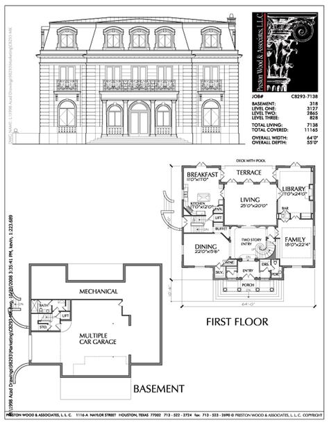 French Chateau Floor Plans, Chateau Floor Plans, 2 Story Homes, 2 Story House Plans, House Plans 2 Story, 2 Story House, Urban House, Plan Floor, Floor Plans 2 Story