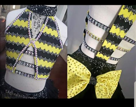 Bee Dance Costume, Broadway Jazz Dance Costume, Dance Costumes Yellow, Bee Dance, Leotard Designs, Goodwill Upcycle, Dance Costume Rhinestone Pattern, Leopard Dance Costume, Cute Dance Costumes