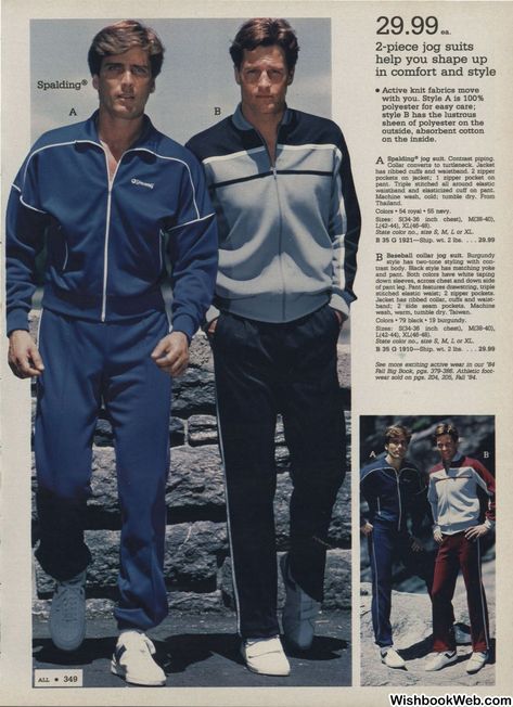 1984 Mongomery Ward Christmas Catalog 80s Men Style, 80s Sports Fashion, 80s Track Suit, Sportwear Outfit, 1980s Fashion Trends, Vintage Tracksuit, Mens 80s, 90s Sportswear, America Outfit