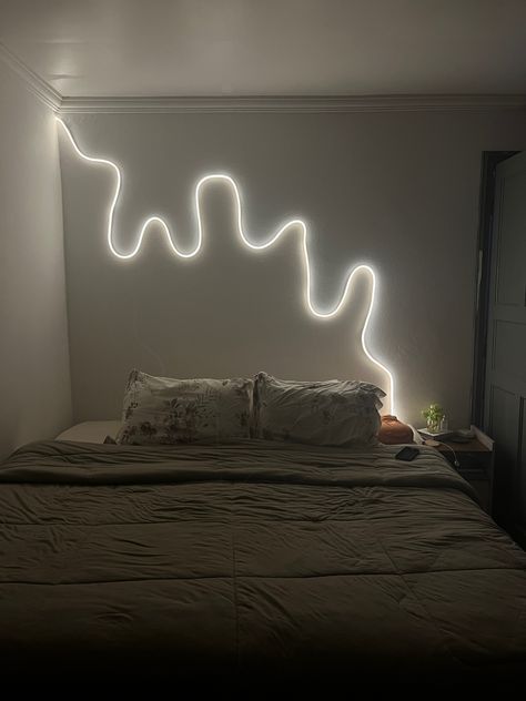 #aesthetic #bedroom #lights Led Light Room Ideas Aesthetic, Led Behind Bed, Room Decor Bedroom Aesthetic Led Lights, Cool Stuff To Put In Your Room, Aesthetic Bedroom With Led Lights, Cool Lighting Bedroom, Ambient Lighting Bedroom Aesthetic, Aesthetic Room Decor Ideas For Teens, Neon Lights Bedroom Aesthetic