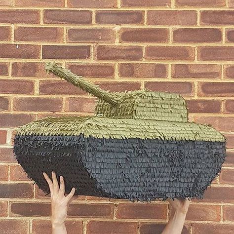 An army tank piñata. what better way to entertain the kids at an army sleepover party . . #custompinata #pinataparty #bespokepinata #pinata #pinataparty #pinatauk #ukpinata #ukpartysupplies #eventplanning #partyplanning #partyprep #partystyle #kidspartyinspo #kidspartystyle #kidspartygames #kidsparty #tankpinata #armyparty #armytank Army Pinata, Army Themed Birthday Party, Tank Pinata, Army Theme Birthday Party, Lime Birthday Party, Army Party Ideas, Army Birthday Party Ideas, Army Party Decorations, Army Birthday Party