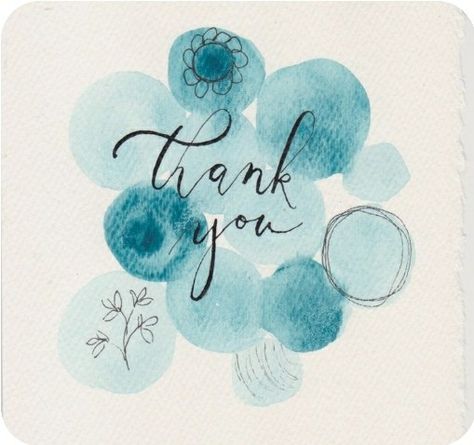 Thank You Card Design Watercolor, Thank You For Project, Hand Lettered Thank You Cards, Watercolour Thank You Cards Handmade, Water Colour Thank You Card, Ideas For Thank You Cards, Cute Diy Thank You Cards, Watercolor Cards Thank You, Easy Watercolor Thank You Cards