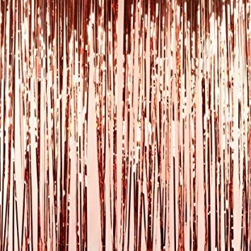 ROSE GOLD FRINGE CURTAIN Gold Bachelorette Party Decorations, Foil Decor, Rose Gold Bride, Gold Bachelorette Party, Rain Wedding, Curtain Backdrop, Trendy Door, Foil Curtain, Fringe Backdrops