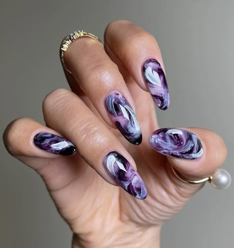 Nail Inspo Ideas, Uñas Ideas, Punk Nails, Marble Nail, Gel Nails Diy, Simple Gel Nails, Vibrant Nails, Nail Stuff, Marble Nails