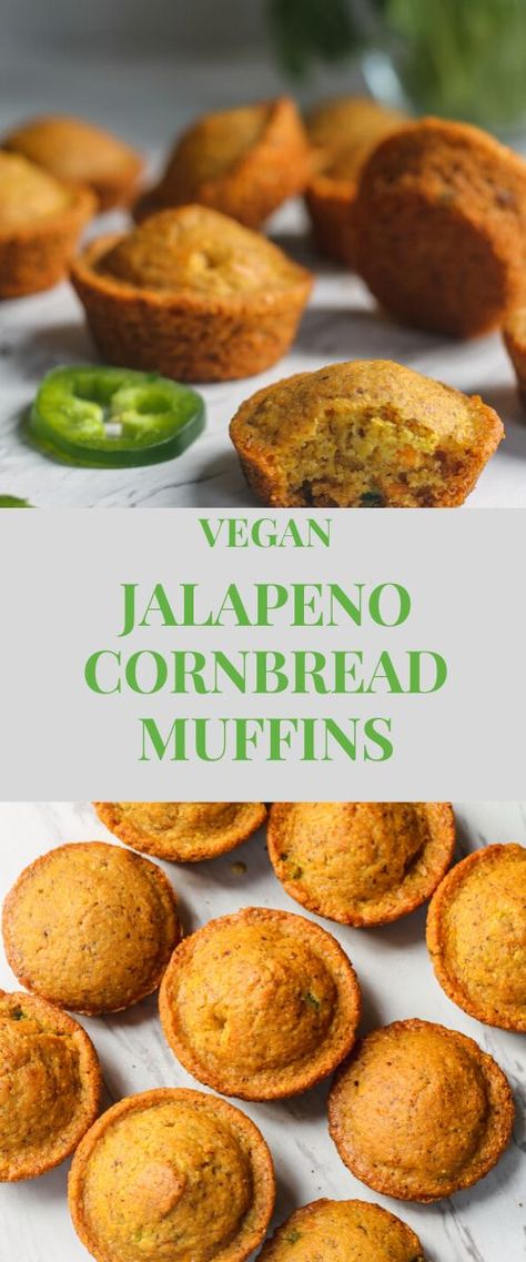 Thanksgiving Vegan, Cheesy Cornbread, Vegan Breads, Vegan Cornbread, Jalapeño Cornbread, Vegan Holiday, Cornbread Muffins, Easy Vegan Dinner, Vegan Side Dishes