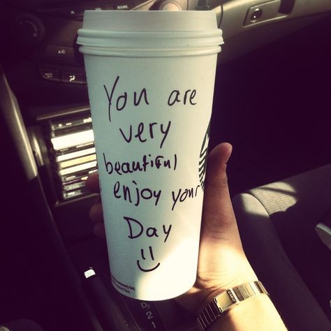 Starbucks cute Cute Messages, Starbucks Coffee, Coffee Addict, Talenti Ice Cream, You Are Beautiful, Picture Quotes, A Coffee, Just In Case, Coffee Cup