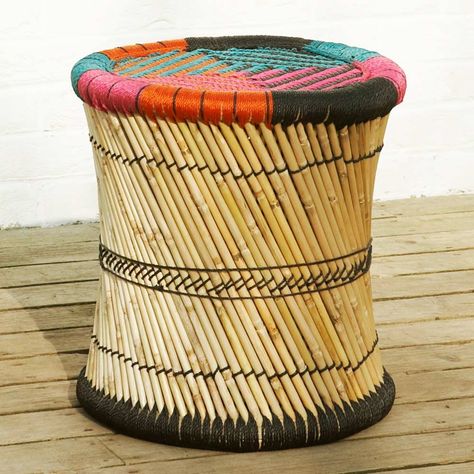 .. Stool Decor, Cane Stool, Bamboo Stool, Conservatory Garden, Small Bench, Cane Chair, Stool Chair, Garden Furniture, Dress Materials