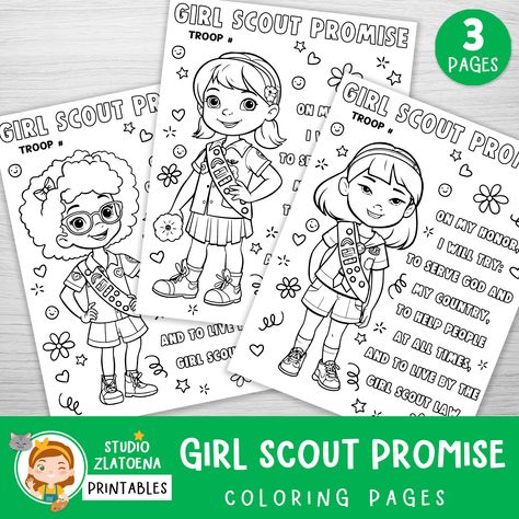 Scout Coloring Pages, Coloring Pages Girl, Girl Scout Promise, Girl Scout Law, Girl Scout Activities, 3 Girl, Scout Activities, Girl Scout Leader, Scout Leader