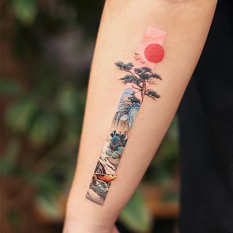 Delicate Tattoos Inspired by Traditional Chinese Painting Tell Stories Within Long Rectangles Korean Tattoo Artist, Embroidery Tattoo, Framed Tattoo, Chinese Tattoo, Delicate Tattoo, Tatuaje A Color, Japanese Tattoo Art, Aesthetic Tattoo, Small Tattoo