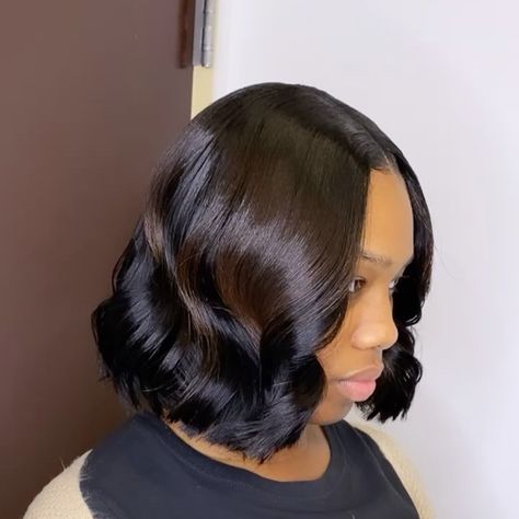 Curl Bob Hairstyles, Quickweaves Hairstyles, Curled Bob Hairstyle, Soft Curl Hairstyles, Natural Hair Bob, Air Style, Pressed Natural Hair, Curled Bob, Silk Press Natural Hair