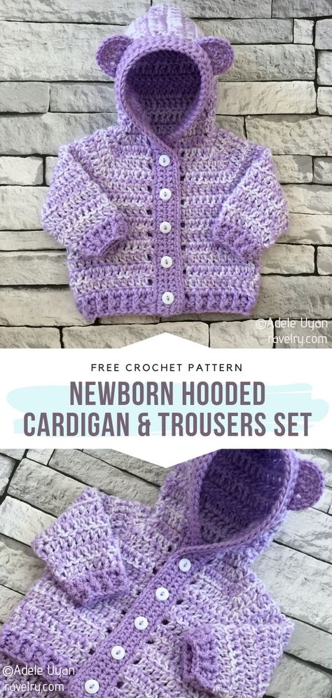 Crochet Baby Hoodies Free Patterns Crochet Hoodies, Crochet Baby Shrug, Crochet Baby Cardigan Free Pattern, Crochet Baby Sweater Sets, Baby Hoodies, Diy Crochet Sweater, Crochet Baby Pants, Crochet Baby Sweater Pattern, Newborn Crochet Patterns