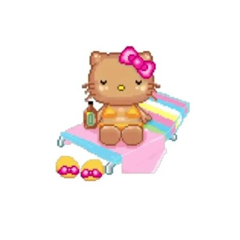 헬로키티 배경화면, Images Hello Kitty, Beach Icon, Hello Kitty Themes, 8bit Art, Hello Kit, Summer Icon, Cute App, Hello Kitty Art