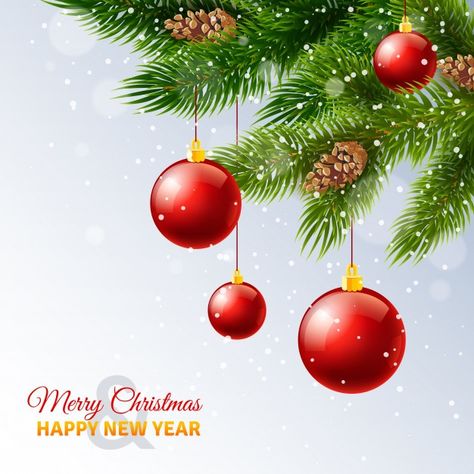 Holiday season new year greetings card w... | Free Vector #Freepik #freevector #background #banner #flyer #poster Season Greetings Card Design, New Year Greetings Card, Greetings Card Design, Season Greetings, Christmas Tree Branches, Merry Happy, New Year Greeting Cards, New Year Greetings, Tree Illustration