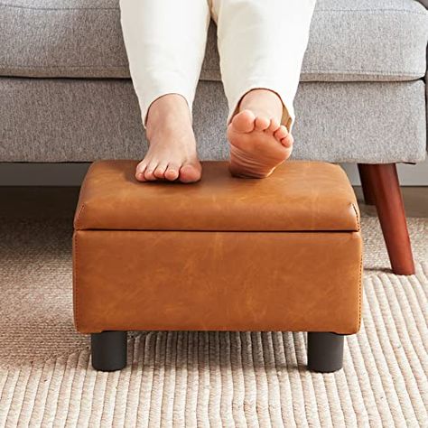 Footstool With Storage, Stool For Living Room, Small Footstool, Rectangle Ottoman, Storage Footstool, Under Desk, Floor Protectors, Cat Help, Non Slip Flooring