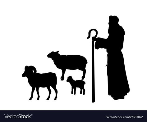 Shepherd Staff, Christmas Gift Vector, Shepherd Silhouette, Sheep Silhouette, Sheep Logo, Silhouette Head, Shepherd Christmas, Nativity Silhouette, Funny Sheep