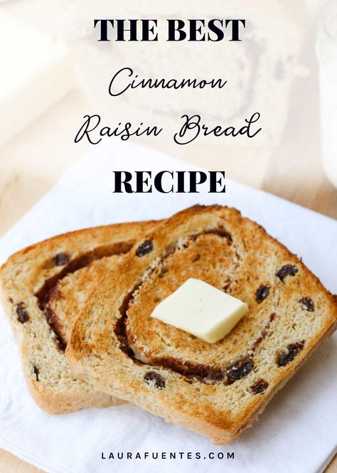 Every slice of this cinnamon raisin bread recipe is laced with plump raisins and the perfect cinnamon swirl. Cinnamon Bread Machine, Raisin Bread Recipe, Cinnamon Swirl Bread Recipe, Cinnamon Raisin Bread Recipe, Swirl Bread Recipe, Cinnamon Bread Easy, Cinnamon Bread Recipe, Diy Cinnamon, Raisin Recipes