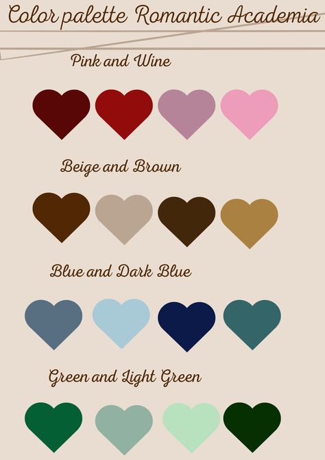 Spring Aesthetic Academia, Light Academia Colors Palette, Romantic Academia Palette, Romance Academia Aesthetic Outfit, Dark Coquette Color Palette, Dark Romantic Academia Aesthetic Outfit, Coquette Color Palette Aesthetic, Romantic Academia Clothes, Romantic Academia Outfits Aesthetic