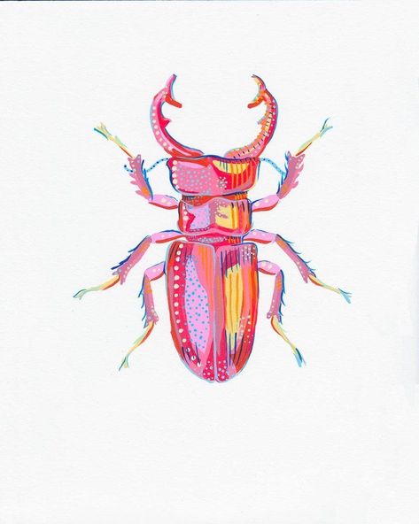 Simplistic Drawings, Bugs Collection, Bug Art, Posca Art, Stag Beetle, Insect Art, Arte Inspo, Arte Sketchbook, Art Et Illustration