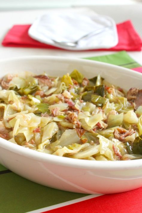 Smothered Cabbage | "This down-home dish is a family favorite. The addition of a ham hock and pork shank add richness and a depth of flavor that can't be beaten. It's perfect for a holiday or everyday meal, and leftovers freeze well." #allrecipes #comfortfood #comfortfoodrecipes Smothered Cabbage Recipe, Smothered Cabbage, Cabbage Dishes, Southern Side Dishes, Ham Hock, Cabbage Recipe, Cabbage And Bacon, Cabbage Recipes, Vegetable Sides