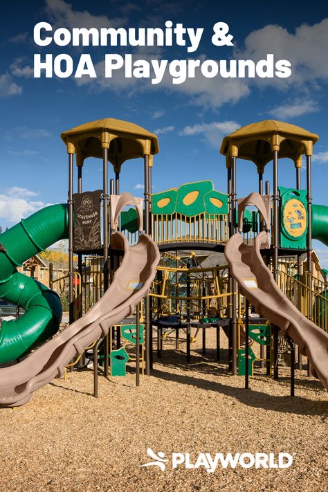 In addition to parks and schools, we often work with HOAs and apartment complexes to help build playgrounds that will really WOW residents and attract new families to the community! �🏘️ Community Park Design, Neighborhood Playground, Community Playground, Katy Trail, Playground Set, Bank Check, Preschool Age, Playground Design, Twin Falls