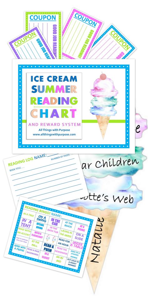 Ice Cream Summer Reading Chart and Reward System Reading Incentives For Kids, Incentives For Kids, Summer Reading Chart, Rewards Chart, Free Classroom Printables, Printable Ice Cream, Reading Rewards, Toddler Reward Chart, Reading Chart