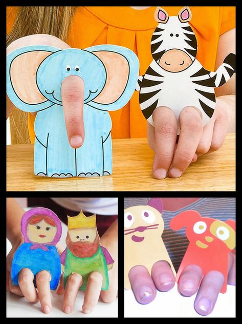 Finger Puppets, Free Printables. Animal Finger Puppets, Finger Puppet Patterns, Puppets For Kids, Puppets Diy, Baby Sitting, Puppet Patterns, Paper Puppets, Puppet Crafts, Blogger Template