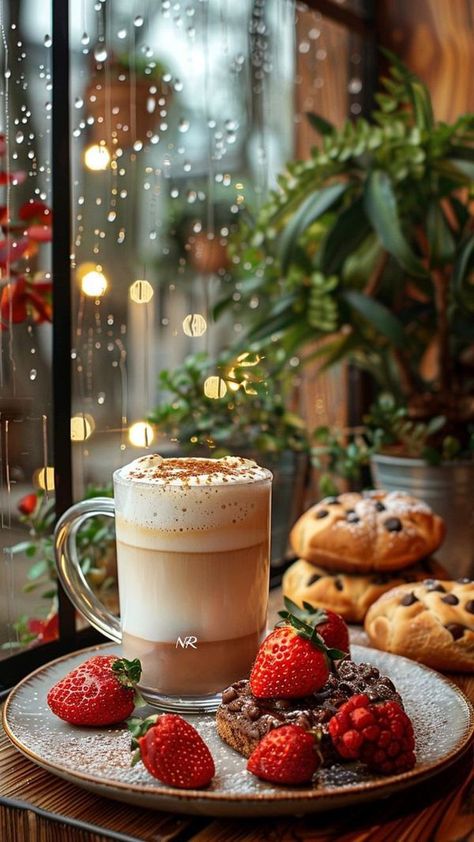 Coffee ☕ & Rain 🌧 | Good morning ☕🌧️ | Facebook Coffee And Strawberry Aesthetic, Christmas Coffee Aesthetic, Alcoholic Treats, Good Morning Facebook, Winter Christmas Scenes, Merry Christmas Pictures, Spiced Apple Cider, Mocktail Recipe, Coffee Photography