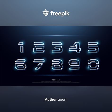 Robot Font, Neon Number, Neon Font, Number Graphic, Technology Theme, Number Fonts, Futuristic Fonts, Vector Technology, Font Alphabet