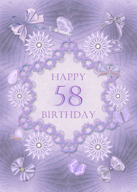 58th Birthday Lilac Flowers card Dreamy Birthday, Lilac Birthday, 98th Birthday, 68 Birthday, 67th Birthday, 73rd Birthday, 78 Birthday, Flowers Lilac, 81st Birthday