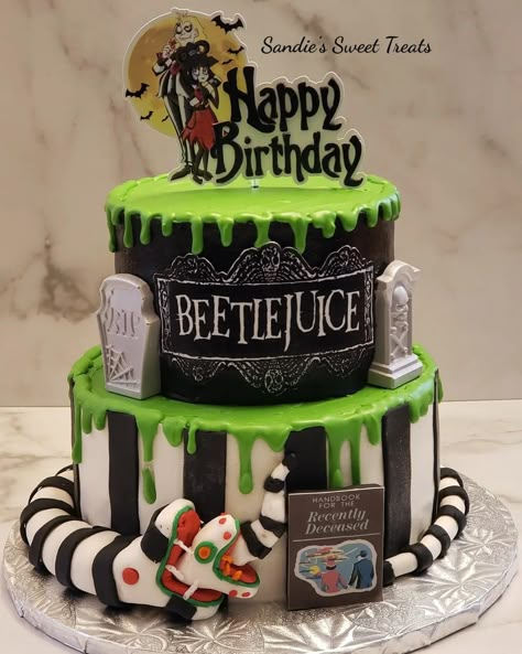 Beetlejuice Cupcake Ideas, Beetle Juice Desserts, Beetlejuice Birthday Cake, Beetle Juice Birthday Cake Ideas, Beetlejuice Desserts, Beetle Juice Cake, Beetlejuice Cake Topper, Beetle Juice Party, Beetlejuice Cake