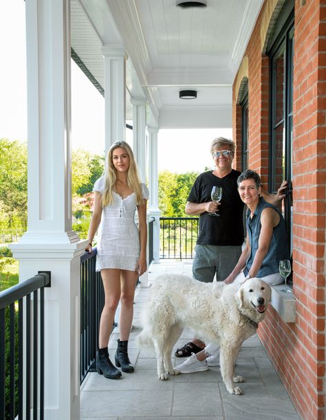 This Farmhouse Strikes The Perfect Balance Between City & Country Living - House & Home Laneway House, Navy Chair, Black Window Frames, City Farmhouse, Cottage Lake, Side Porch, Custom Built Ins, Black Windows, Dog Shower