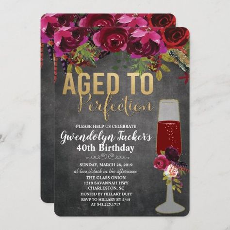 Any Age Aged To Perfection Birthday Invitation #zazzle #weddinginvitations #birthdayinvitations #babyshowerinvitations #zazzleinvitations #monogram #businesscards #graduation #homedecor Womens Birthday Party Decorations, 40th Birthday Party For Women, Bubble Birthday Parties, Bubble Birthday, Brunch Bubbly, Chalkboard Invitation, Halloween Birthday Invitations, 21st Birthday Invitations, Sip Sip Hooray