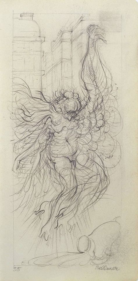 Hans Bellmer, Study for The Angel of Pleasure, 1955. Hans Bellmer, Birth Of Venus Alexandre Cabanel, René Magritte, Angel Drawing, Black Pencil, Pencil On Paper, Spooky Scary, Film Art, European Art