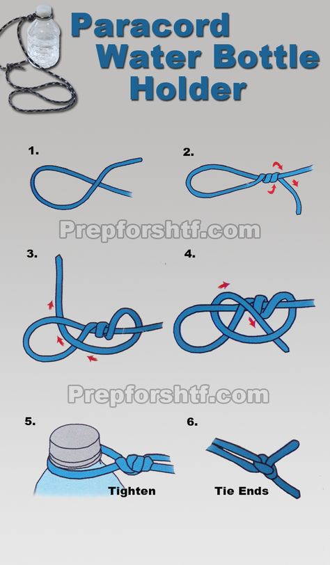 DIY Paracord Water Bottle Holder 1000 Lifehacks, Clinch Knot, Knots Guide, Girl Scout Camping, Paracord Knots, Knots Diy, Scouts Crafts, Knot Tie, Rope Knots