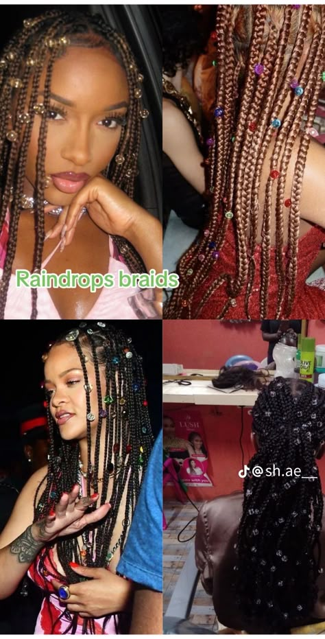 Rain Drop Braids, Long Hair Styles Braids, Drop Braids, Braiding Supplies, Curl Tips, Winter Hair Trends, Hair Color Guide, French Curl, Y2k Hairstyles