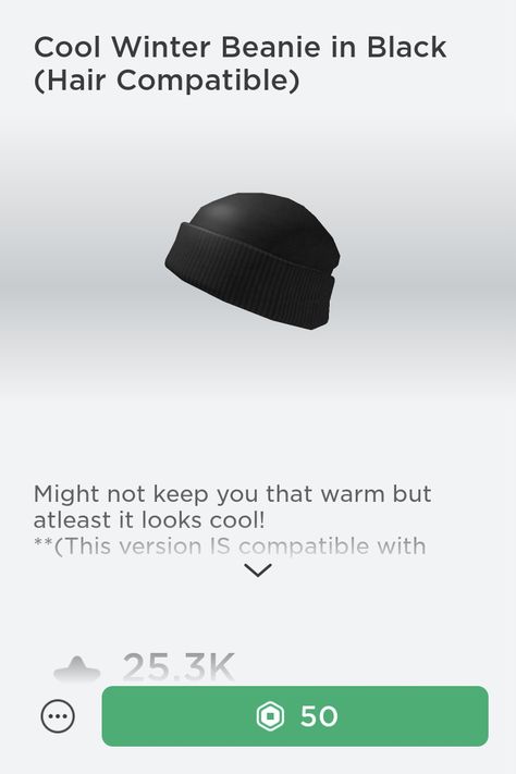 Roblox Items, Roblox Code, Avatar Roblox, Beanie Black, Roblox Fits, Roblox Codes, Winter Beanie, Beautiful Person, Black Hair