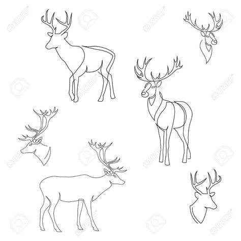 Elk Line Art, Reindeer Tattoo Design, Reindeer Line Art, Deer Line Tattoo, Fine Line Deer Tattoo, Deer Line Drawing, Deer Line Art, Reindeer Tattoo, One Line Design